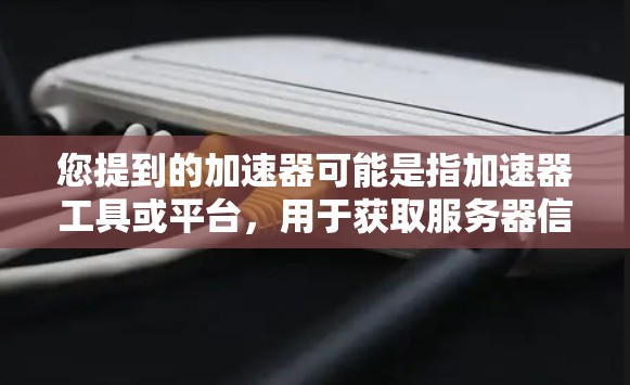 您提到的加速器可能是指加速器工具或平台,用于获取服务器信息。如果您需要获取海外服务器的信息,可以按照以下步骤进行 您提到的加速器可能是指加速器工具或平台,用于获取服务器信息。如果您需要获取海外服务器的信息,可以按照以下步骤进行