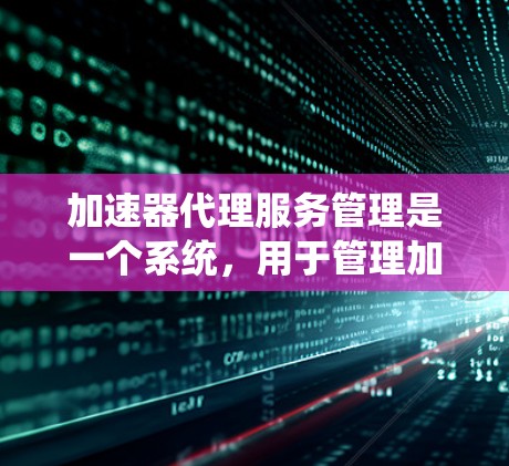 加速器代理服务管理是一个系统，用于管理加速器代理服务器，确保它们的稳定性和高效运行。以下是对该领域的详细介绍