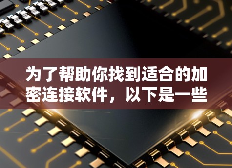 为了帮助你找到适合的加密连接软件,以下是一些关键步骤和建议 为了帮助你找到适合的加密连接软件,以下是一些关键步骤和建议