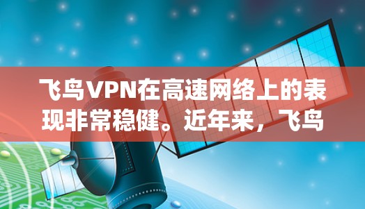 飞鸟VPN在高速网络上的表现非常稳健。近年来，飞鸟基于T2协议（TransSpeed Protocol）的高速VPN服务进展迅速，尤其是在高速网络上，其可靠性和稳定性得到了广泛认可