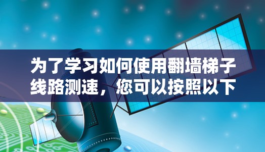 为了学习如何使用翻墙梯子线路测速，您可以按照以下步骤进行